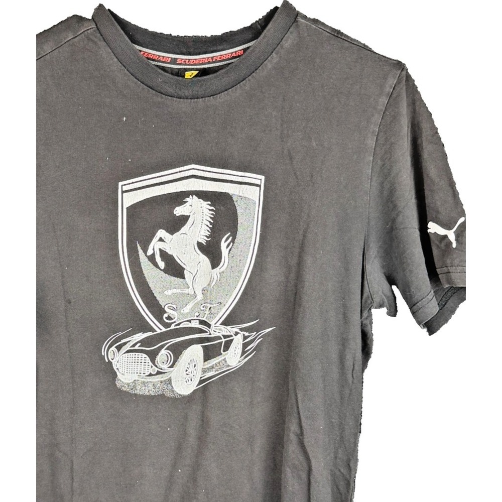 Puma Scuderia Ferrari Vintage Shield Racing Graphic T-Shirt Medium Black